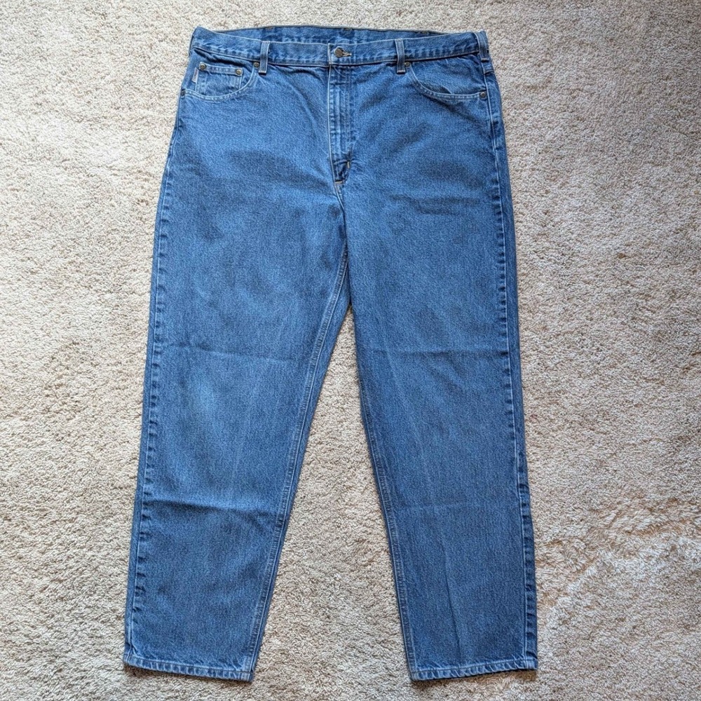 Carhartt Relaxed Fit Jeans Mens 42x32 Blue Medium Wash Denim Workwear DST
